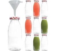 mikken | 10 botellas de cristal de 250 ml, botella con tapón de rosca, incluye embudo