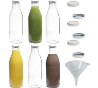 mikken 6 botellas de cristal de 1 litro con 12 tapones de rosca sin PVC, incluye embudo