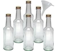 mikken 6 botellas pequeñas de cristal de 250 ml para rellenar + 1 embudo