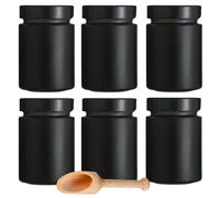 mikken 6 tarros negros para especias de 190 ml, con tapa de rosca, incluye una pala para especias