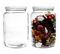 mikken Juego de 2 tarros de cristal con tapa de rosca, 1,7 litros, incluye etiquetas (blanco)