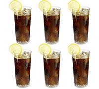 mikken Juego de 6 vasos de plástico irrompibles de 350 ml para bebidas largas, vasos de zumo, vasos de agua, vasos de plástico de alta calidad para camping, fiestas (como cristal auténtico)