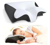 Mikomika Almohada Cervical, 2 en 1 Almohada Ergonómico Espuma de Memoria Almohada para Soporte de Cabeza/Cuello/Hombro, Relajación y Alivio del Estrés, 60x40x12/14cm