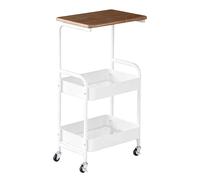 Mikomika Carrito con ruedas de 3 niveles, carrito de almacenamiento con ruedas, para cocina, salón, baño o balcón, estructura estable, acabado fácil de limpiar (blanco o negra)