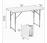 Mikomika Mesa Plegable Solid 180cm, portátil, Uso público Interior/Exterior Tablero Resina HDPE 3,5cm, Capacidad 6/8 Personas y Carga 150 kg. Multiuso