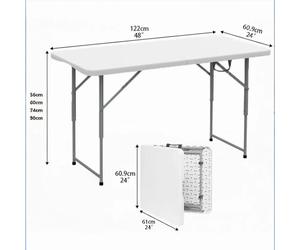 Mikomika Mesa Plegable Solid 180cm, portátil, Uso público Interior/Exterior Tablero Resina HDPE 3,5cm, Capacidad 6/8 Personas y Carga 150 kg. Multiuso