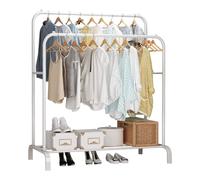 MiKoMiKa Perchero Estanteria Metalico para Ropa Resistente, Perchero Portátil De Metal con Doble Riel Y Estante De Almacenamiento De 2 Capas, Percha Independiente para Dormitorio, Sostiene 40