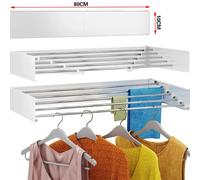 Mikomika Tendedero Plegable Montar en Paredes - Retráctil - Tendedero Plegable de 80cm para Interiores o Exteriores -y Compacto Que Ahorra de Espacio, Capacidad para 30Kilos, Cuenta con 6 barras de