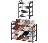 MIKVOYO Zapatero Grande Extensible de 4 Niveles, Mueble Recibidor, Metálico Negro, Ideal para Estrecho Recibidor, Exterior, Armarios Interior, Pasillo, Dormitorio