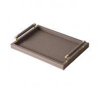 Milageto Bandeja Tejida Bandeja Rectangular Bandeja de Servicio Bandeja Organizadora Bandeja Decorativa con Asas Redondas Acolchadas y Bordes Altos Adecuada, Beige Claro