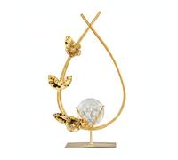 Milageto Bola Decorativa de Cristal Enmarcada con Flores Escultura Portátil y Delicada de Vidrio E Hierro Acabado Luminoso Adecuada para Decorar Oficinas Vitrinas Entradas, Leaf Crystal Ball