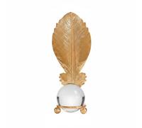 Milageto Bola Decorativa de Cristal Enmarcada con Flores Escultura Portátil y Delicada de Vidrio E Hierro Acabado Luminoso Adecuada para Decorar Oficinas Vitrinas Entradas, Pomelo Leaf Crystal