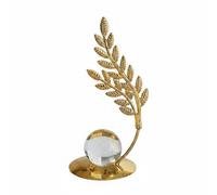 Milageto Bola Decorativa de Cristal Enmarcada con Flores Escultura Portátil y Delicada de Vidrio E Hierro Acabado Luminoso Adecuada para Decorar Oficinas Vitrinas Entradas, Plated Leaf Crystal