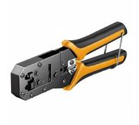 Milageto Crimpadora de Conectores de Cable Herramienta Profesional para Crimpar Cortar y Pelar Cables de Red Ethernet Compatibilidad con Instalaciones, Amarillo