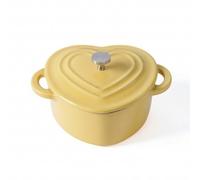 Milageto Olla de Enamel Corazón Cazo Sartén Antiadherente de Hierro Fundido con Transferencia Uniforme de para Cremosas Infusiones Calientes Huevos Tiernos, Yellow