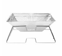 Milageto Parrilla Plegable Carbón Acero Inoxidable Compacta Parrilla Portátil con Rejilla Cocción Ligera Portátil Carbón para Camping, Fogatas
