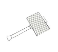 Milageto Pinza Asar con Cesta Doble Articulada Multiusos Cesta Parrilla con Mango Alargado Práctico para Acampadas, 30x20CM