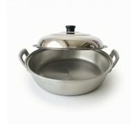 Milageto Sartén de Cocina de Aluminio Sartén Paellera Plancha sin Recubrimiento con Paredes Gruesas Dobles para Retención de, 34 Cm, Actualización, 34 Cm, 1.6 Kg, Con Tapa