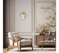 Milagro Lighting Aplique de pared Milano, altura 27 cm, dorado/cristal, vidrio, 2 x E14