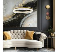 Milagro Lighting Lámpara colgante LED Preciosa, dorada/cristal, acrílico, Ø 60 cm