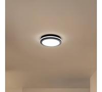 Milagro Lighting Plafón LED Marlon, Ø 22 cm, negro, plástico, IP54 EC:EPREL:1781822