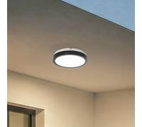 Milagro Lighting Plafón LED Vera, negro, plástico, Ø 22 cm, IP65 EC:EPREL:1781524