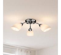 Milagro Lighting Plafón Portos, 3 luces, blanco/cromo, metal, Ø 54 cm