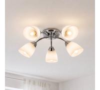 Milagro Lighting Plafón Portos, 5 luces, blanco/cromo, metal, Ø 54 cm