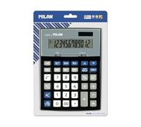 Milan Blister Pack Black 12 Digit Calculator With Check Button Plateado