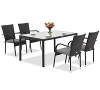 Milan 4 Garden Point technorattan set negro