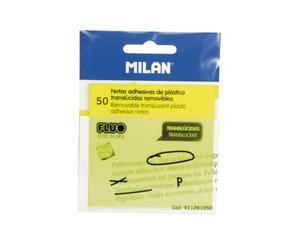 Milan 411261050 - Notas Adhesivas Removibles Translúcidas, Amarillo Fluo