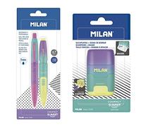 MILAN Blíster 1 bolígrafo + 1 portaminas COMPACT Sunset & Blíster Afilaborra Compact Sunset Turquesa - Amarillo