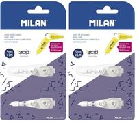 MILAN® Blíster 2 recambios cinta correctora con pulsador 5 mm x 6 m serie Acid (Paquete de 2)