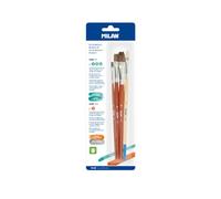 MILAN® Blíster 3 Pinceles Planos Serie 121 nº 4, 10 y 16 + 1 Pincel Serie 524 n º 8