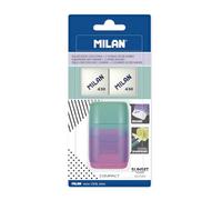 MILAN Blíster afilaborra ca Plástico COMPACT Sunset lila + 2 gomas de recambio, BYM10451, Turquesa y rosa