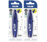 MILAN Blíster cinta correctora con pulsador 5 mm x 6 m serie Acid, azul (Paquete de 2)
