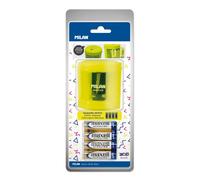 MILAN Blíster Sacapuntas Eléctrico POWER-SHARP (pilas incluidas) Amarillo, serie Acid