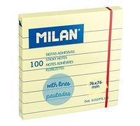 Milán Bloc notas adhesivas 100 unidades amarillo claro pautadas 76 x 76 mm