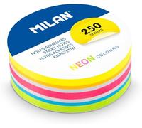 MILAN® Bloc 250 notas adhesivas removibles redondas, colores neón Ø 67mm (Paquete de 5)