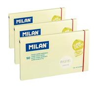 MILAN Bloc 90 hojas super adhesivas amarillo Pastel 76 x 127 mm (Paquete de 3)
