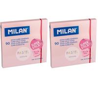 MILAN Bloc 90 hojas super adhesivas rosa Pastel 76 x 76 mm NUEVO (Paquete de 2)