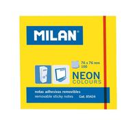 Milan bloc de 100 notas adhesivas - removibles - 76mm x 76mm - color amarillo neon