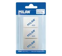 MILAN BMM9221 - Pack de 3 gomas de borrar, blanco y rosa