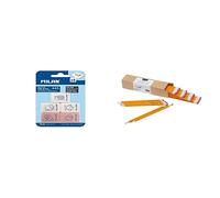 Milan BMM9222 - Pack de 5 gomas de borrar de caucho sintètico flexible, modelo de figurinas surtido + Amazon Basics - Lápices n.º 2 HB de madera, afilados, Pack de 30