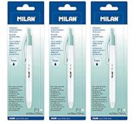 MILAN Boligrafo p1 retractil 1 mm antibacteriano tinta azul blister de 1 unidad (Paquete de 3)