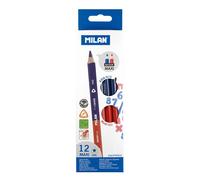 MILAN Caja 12 Lápices Bicolor Azul - Rojo MAXI Triangulares