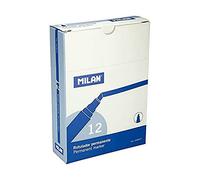 MILAN Rotuladores permanentes punta biselada – tinta a base de alcohol – azul – caja 12 uds