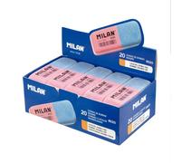 MILAN Caja 20 Gomas Biseladas 8020 Doble Uso Flexible y Abrasiva (Rosa - Azul, con Banda Blanca)