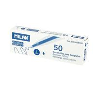 MILAN Caja 50 Minas de Tinta de Recambio para Bolígrafo CAPSULE y COMPACT - Azul
