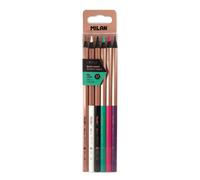MILAN Caja 6 Lápices de Colores Mina gruesa Hexagonales Copper, Madera negra